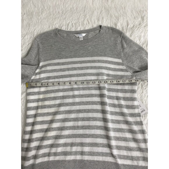 Time And Tru Sweater Top Gray Striped Size XL Pullover Long Sleeve 16-18 - Picture 11 of 13